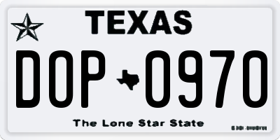 TX license plate DOP0970