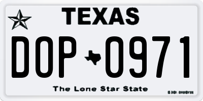 TX license plate DOP0971