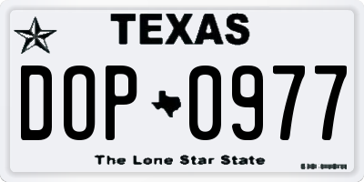 TX license plate DOP0977