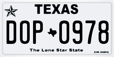 TX license plate DOP0978
