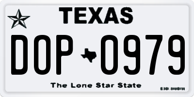 TX license plate DOP0979