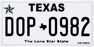 TX license plate DOP0982