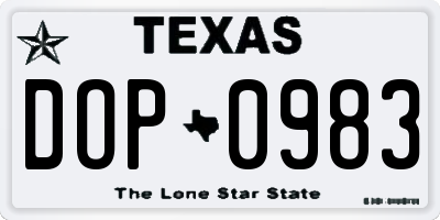TX license plate DOP0983