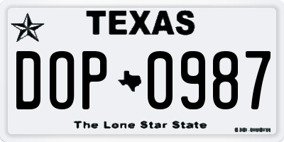 TX license plate DOP0987