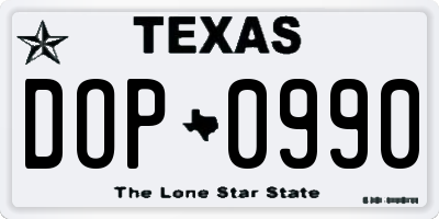 TX license plate DOP0990