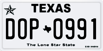 TX license plate DOP0991