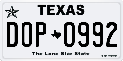 TX license plate DOP0992