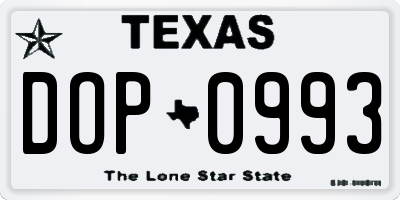 TX license plate DOP0993