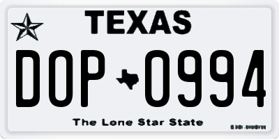 TX license plate DOP0994