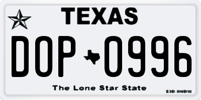TX license plate DOP0996