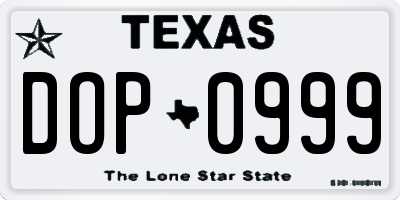 TX license plate DOP0999