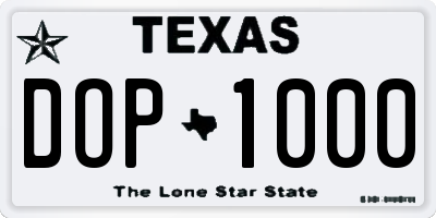 TX license plate DOP1000