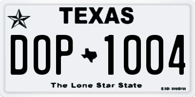 TX license plate DOP1004