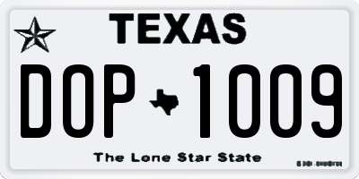 TX license plate DOP1009