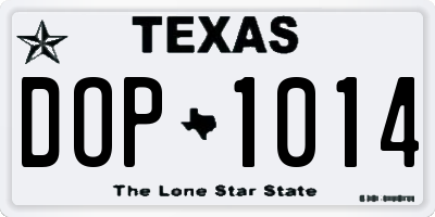 TX license plate DOP1014