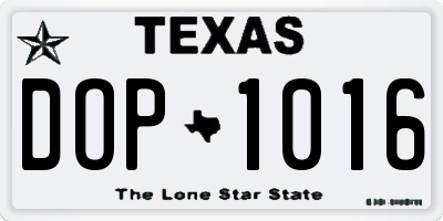 TX license plate DOP1016