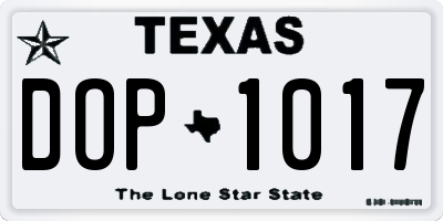 TX license plate DOP1017