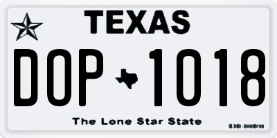 TX license plate DOP1018