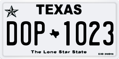 TX license plate DOP1023