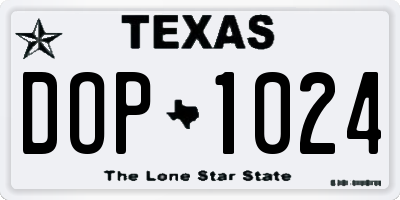 TX license plate DOP1024