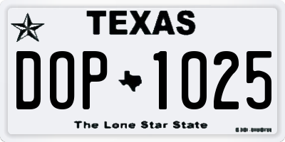 TX license plate DOP1025