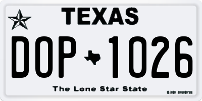 TX license plate DOP1026