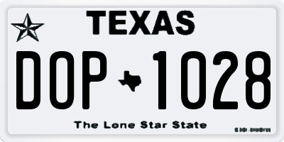TX license plate DOP1028