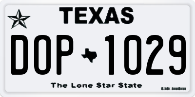 TX license plate DOP1029
