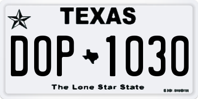 TX license plate DOP1030