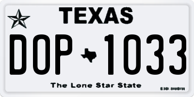 TX license plate DOP1033