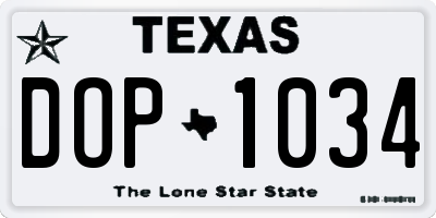 TX license plate DOP1034