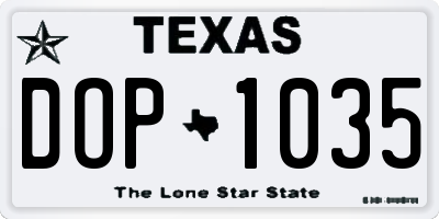 TX license plate DOP1035