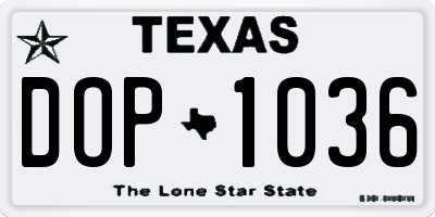 TX license plate DOP1036