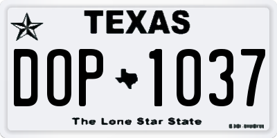 TX license plate DOP1037