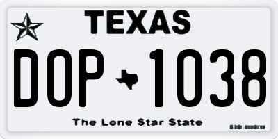 TX license plate DOP1038