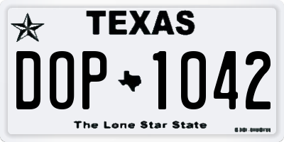 TX license plate DOP1042