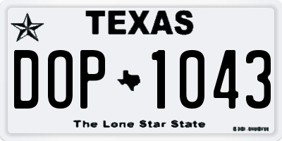 TX license plate DOP1043
