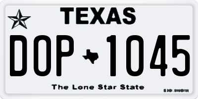 TX license plate DOP1045