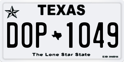TX license plate DOP1049