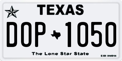 TX license plate DOP1050