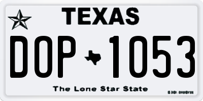 TX license plate DOP1053
