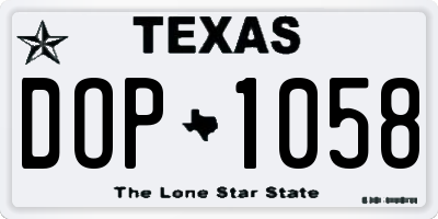 TX license plate DOP1058