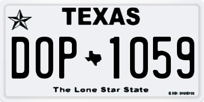 TX license plate DOP1059