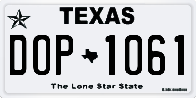 TX license plate DOP1061