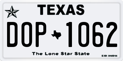 TX license plate DOP1062