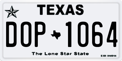 TX license plate DOP1064