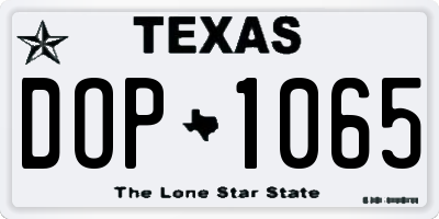 TX license plate DOP1065