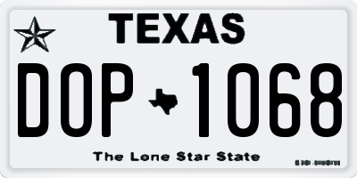 TX license plate DOP1068