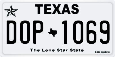 TX license plate DOP1069