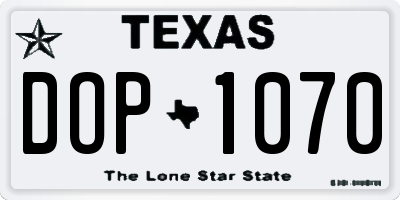 TX license plate DOP1070
